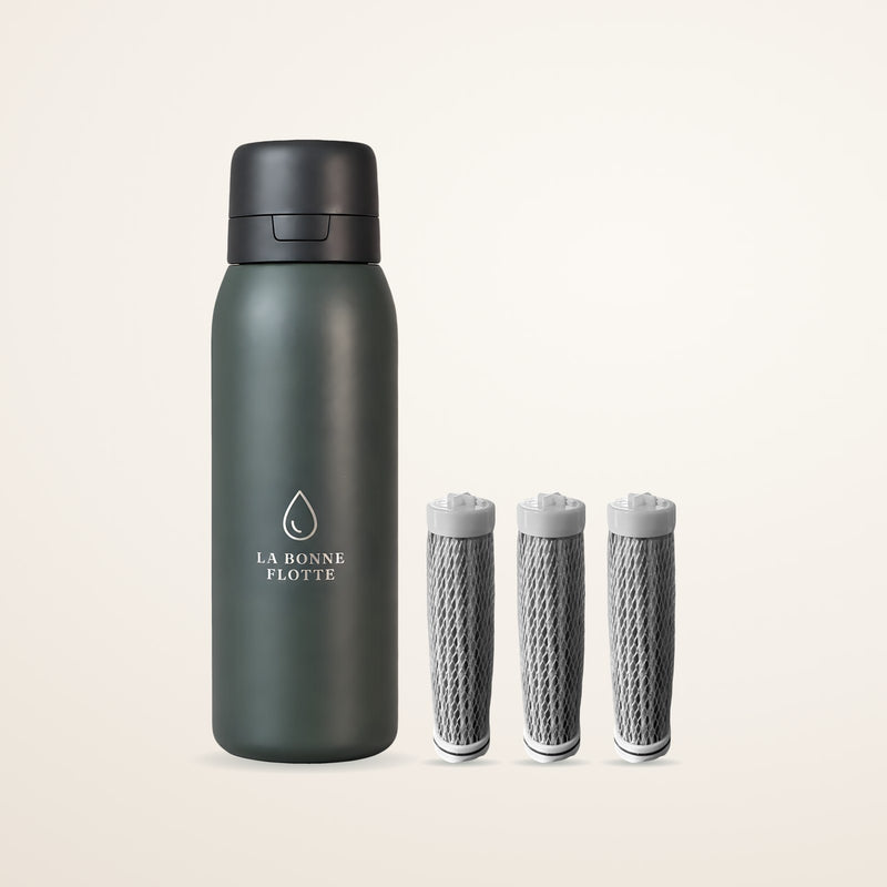 Pack Sérénité – Gourde filtrante inox 740 ml + 3 filtres de rechange