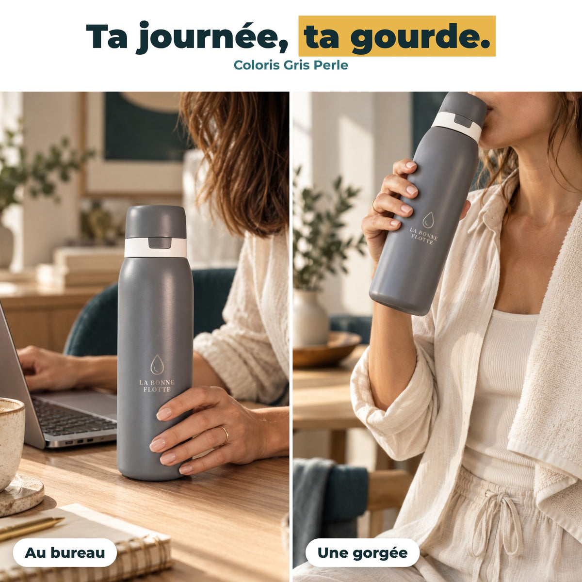 La gourde Gris Perle au quotidien