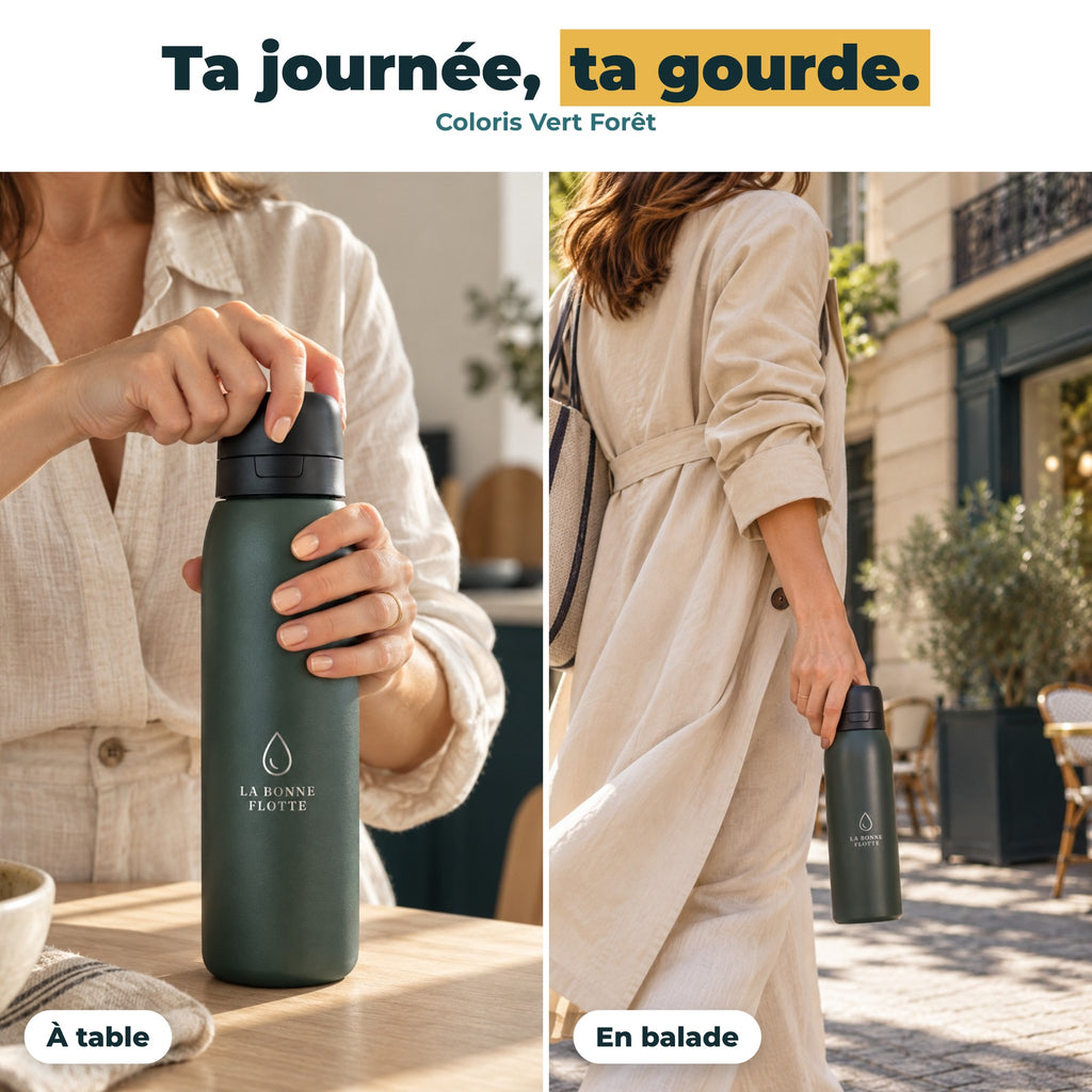 La gourde Vert Forêt au quotidien