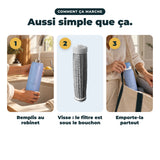 Comment ça marche : remplir au robinet, visser, emporter partout