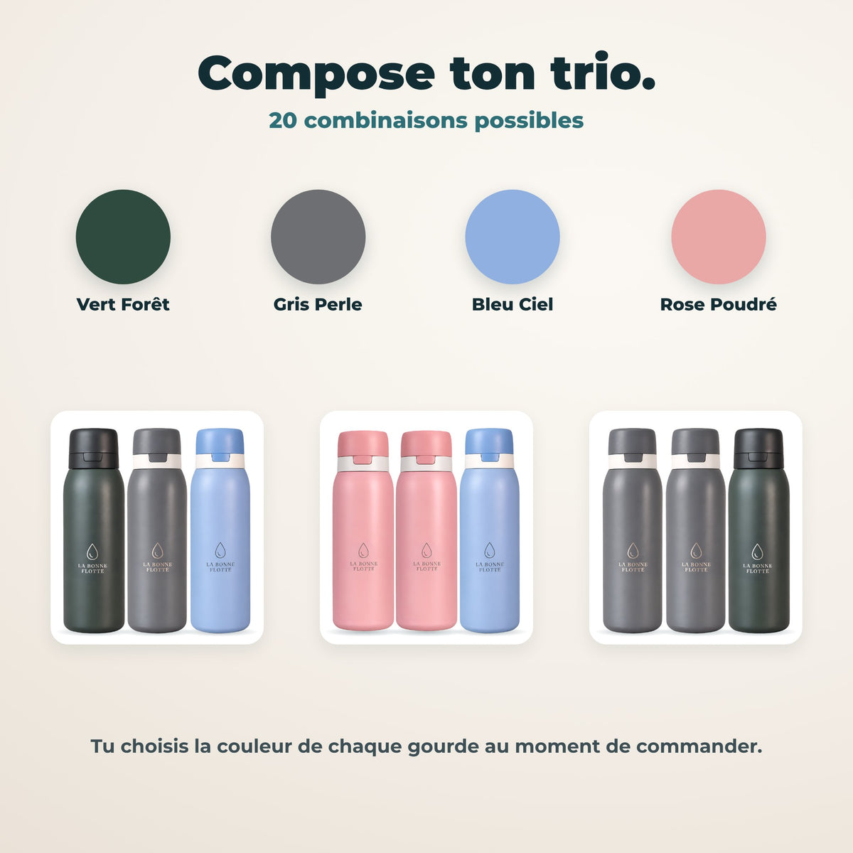 Compose ton trio parmi 4 couleurs : 20 combinaisons possibles