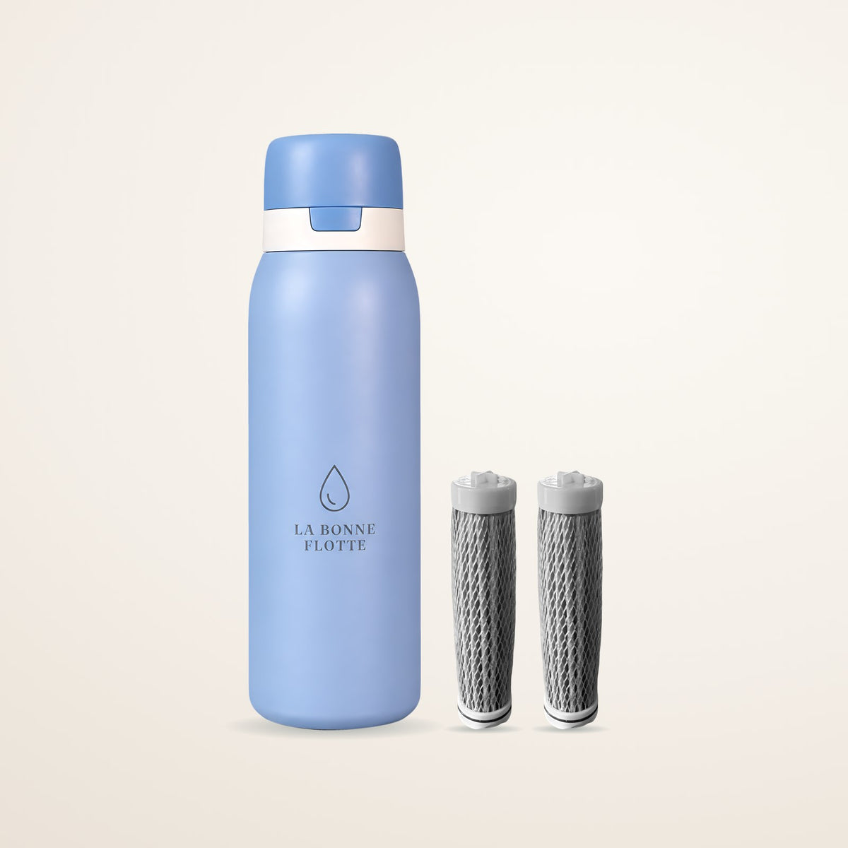 Pack Essentiel Bleu Ciel : gourde filtrante et 2 filtres de rechange